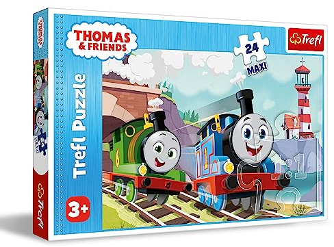 Trefl - Thomas and Friends, Thomas und Percy auf den Gleisen - Puzzle 24 Maxi - 24 Große Teile, Buntes Puzzle mit Figuren aus der Fernsehserie, Kreative Unterhaltung, Spiel für Kinder ab 3 Jahren
