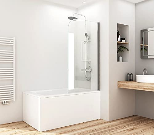 Meykoers Badewannenaufsatz Duschwand für Badewanne, Badewannenfaltwand 70 x 140cm, Badewanne Trennwand Duschaufsatz für Badewanne aus 6mm ESG Sicherheitsglas Faltwand Badewanne