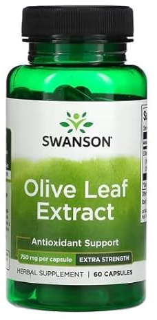 Swanson Olive Leaf Extract, 750 mg Super Strength – 60 caps, supporto immunitario naturale e antiossidanti