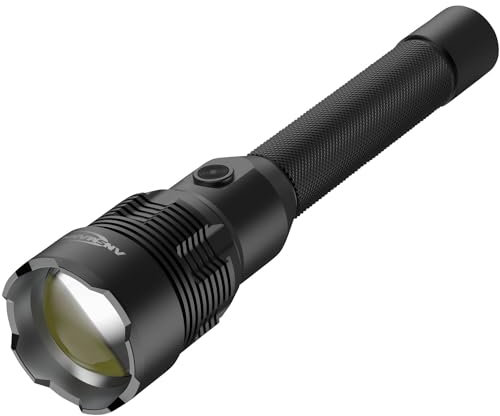 Ansmann Hochwertige, wiederaufladbare Profi LED Taschenlampe, mit robustem, wassergeschütztem Gehäuse -bis zu 12.000 Lumen, starke Helligkeit bis 165m