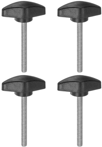 sourcing map T-Flügelknöpfe, Rändelschrauben, M5 x 50 mm, Standard-Außengewinde, Kunststoff, T-Griffe, Handklemm-Rändelschraube, Schwarz, 4 Stück