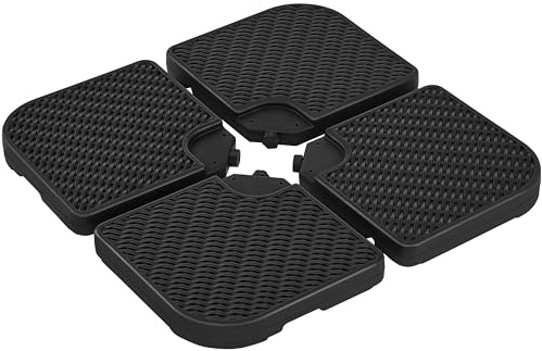 Yaheetech 4 Stück Sonnenschirmständer 50,5*50,5cm mit Wasser/Sand Befüllbar | Schirmständer in Rattan-Optik mit Wasser/Sand Befüllbar 80 kg mit Sand oder 60 kg mit Wasser für Pool, Terrasse, Bistro