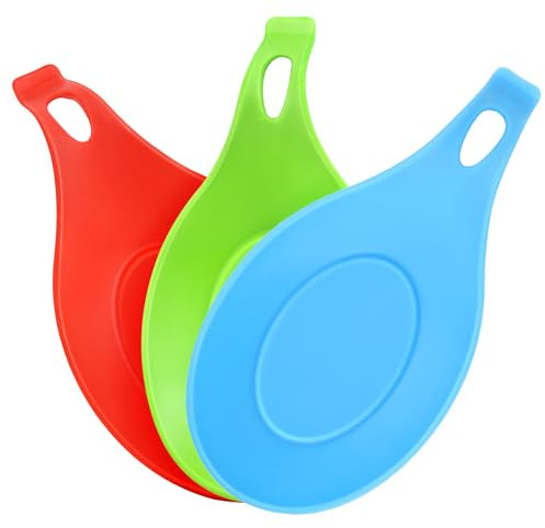 Löffelablage für Herdplatte, 3 Stück, kleiner Silikon-Löffelhalter für Küchentheke, Kaffeelöffelablage, hitzebeständiger Kochlöffelhalter, perfekte Küchenhelfer für Küchenutensilien, Spatel, Zange,