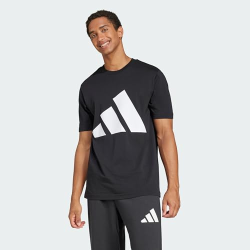 adidas Homme Essentials Big Logo Single Jersey Shirt, Black/White, XXL