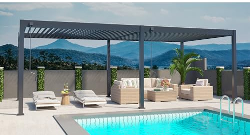 Weide Deluxe Plus Gazebo 4 x 8 m stabile in alluminio – Pergola autoportante con tetto lamellare – Protezione solare da giardino – Resistente alle intemperie – Gazebo da giardino in antracite