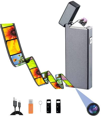 KUIYIXUE Caméra de Surveillance en Haute définition 1080P - Caméra espionne Portable et cachée - Mini caméra de sécurité sous la Forme d'un Briquet électronique, sans nécessité de WiFi