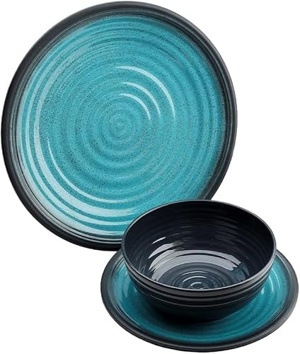 Flamefield Granite Aqua Melamine 4-Piece Side Plate - Elegant Stone-Inspired Design, Ideal for Desserts & Appetizers, Durable & Break-Resistant, Dishwasher Safe, Perfect for Indoor & Outdoor Dining
