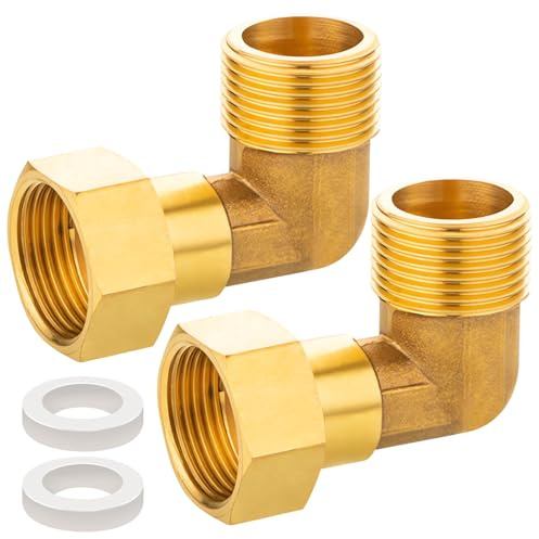 2 Stück Messing Beweglich Verschraubung, 3/4 AG X 3/4 IG Winkel 90° | 3/4 Zoll Messing Verschraubung, DN20 90 Grad Winkelverschraubung für Wasserinstallationen und Zentralheizungssysteme