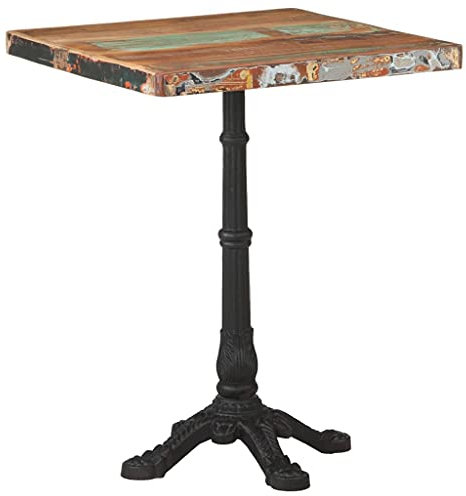 Homgoday Bistrotisch, 60 x 60 x 76 cm, aus recyceltem Massivholz, Gartentisch, Küchentisch