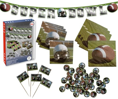 TIB Heyne 19930 - Partyset Super Bowl, 92 Teile, American Football Dekoration