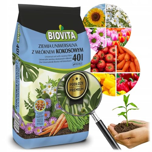 BIOVITA Premium Universal-Erde mit Kokosfaser, 40L – Blumenerde Perfekt für Gemüse & Blumen