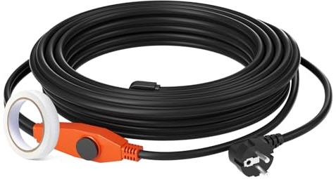 VEVOR Cavo Riscaldante per Tubi Lunghezza da 25 m 23 W/m per Tubi con Termostato Integrato, Cavo Riscaldante per Tubi dell'Acqua Protezione Tubi in PVC, Tubi in Metallo e Plastica dal Congelamento