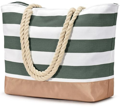 oscaurt Strandtasche Tote Bag mit Reißverschluss Große Shopper Tasche Wasserdicht Badetasche Reisetasche Damen Handtasche Umhängetasche Geschenke für Frauen