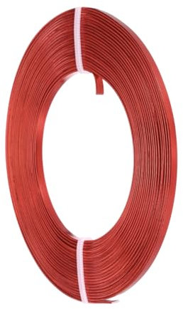 QUARKZMAN Aluminium Flachdraht, 3mm 18 Gauge Biegsamer Nasendraht Weicher Handwerkschmuckdraht für Schmuckherstellung Handgemachte Bastelarbeiten DIY Lünette Skulptur, Rot