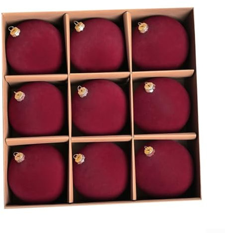 Weihnachtskugel-Dekorationsset enthält 9 Samtstoff-Ornamente, die für verschiedene Anlässe geeignet sind (weinrot)