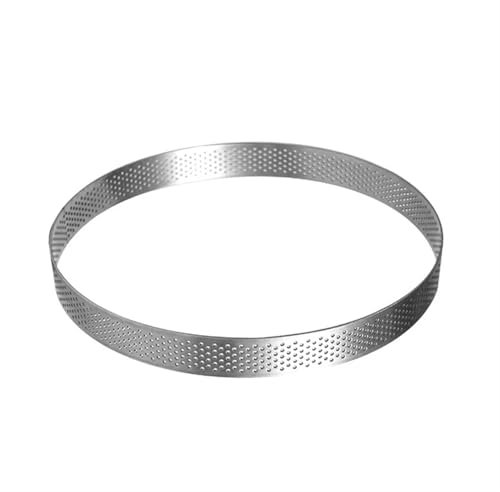 Zymjzbetic Anello for crostata Circolare in Acciaio Inox con Perforazione, Stampo for Torta di Frutta, Stampo for Quiche, Stampo da Cucina per la Cottura al Forno Cottura(18CM)