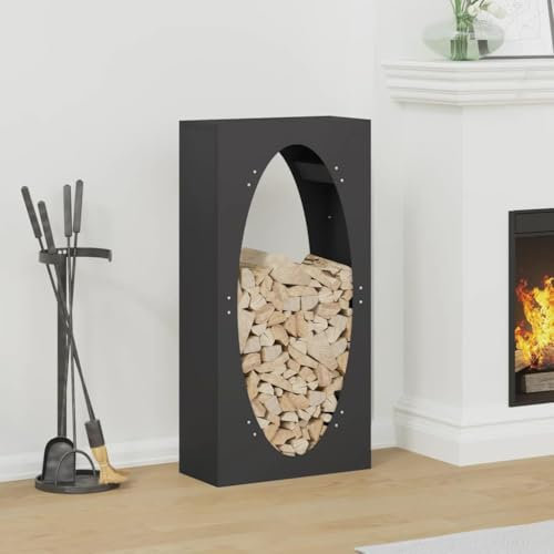 NQJIBUE Porte-bûches en acier laminé à froid, noir, 50 x 23 x 100 cm, accessoires pour cheminée et poêle à bois, porte-bûches et supports