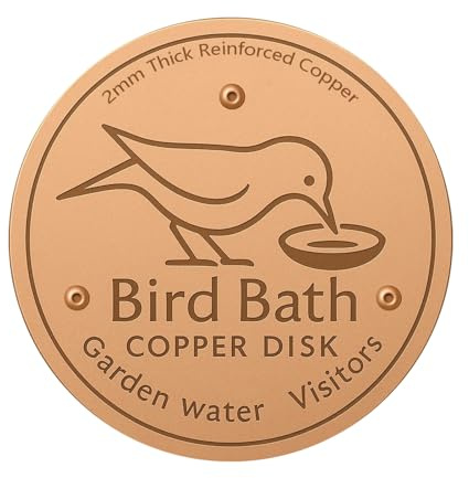 Disco de Cobre para Baños de Aves Disco de Limpieza de Cobre | Placa de Triple Soporte para Agua Limpia y Segura Fuente de Jardín Exterior Todo Clima