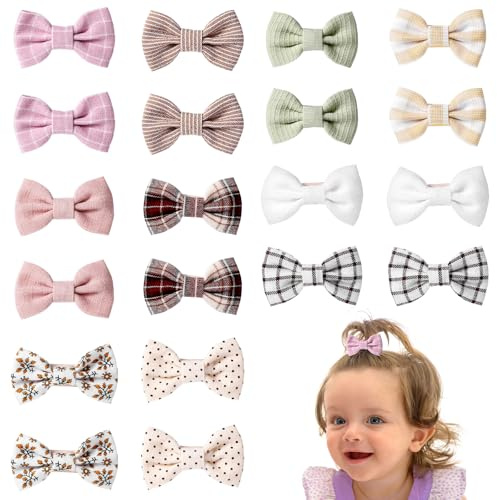 Hpmjz 20 stycken baby flicka hårslingor baby hårspännen täckt med full rosett hårklämma 5 cm barn hårsmycke rosett hårklämmor små hårspännen för spädbarn fint hår småbarn