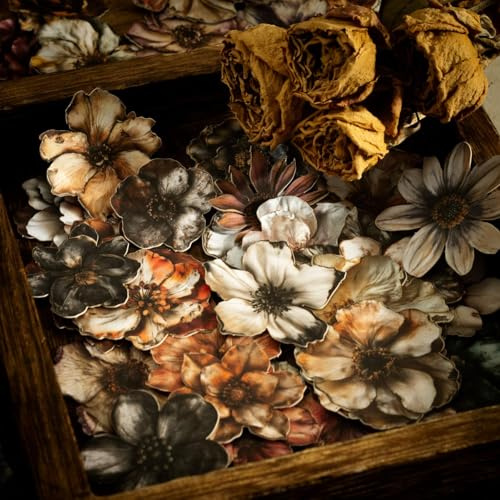 100pcs Scrapbook Stickers,Vintage Blume thema Scrapbooking Zubehör für DIY Bullet Journal Zubehör,Fotoalbum,Notizblöcke,Computer(Kingdom of Flowers)
