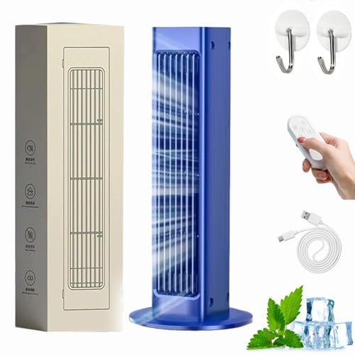 Breezamax, Breeze Max Air Cooler, Qinux Brizaac Klimaanlage, 2025 Tragbare Klimaanlage Kühlventilator Leise, Mobile Klimageräte Kühlventilator ohne Bohren mit 3 Geschwindigkeitsstufen (Blau)