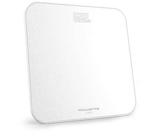 Rowenta Classic 2.0, Pèse-personne, Écran invisible facile à lire, Grande capacité de 180 kg, Design ultra plat, Blanc, BS1901V0
