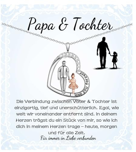 FAOMZQ Vater Tochter Kette mit Gravur, Geschenke für Tochter von Papa, Halskette zum Geburtstag, Abschluss, Einschulung, Weihnachten, Kommunion, Hochzeitstag