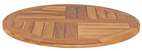 HOMEELIKE Tischplatte Massivholz Teak Rund 2,5 cm 70 cm