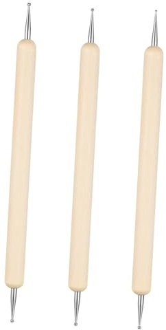 HIAKDOFT 3 Pezzi Strumenti per Scolpire e Sbalzare Argilla con Punte in Acciaio e Manico in Legno per Modellare Intagliare e Creare Motivi su Metallo e Carta per Artisti e Hobbisti