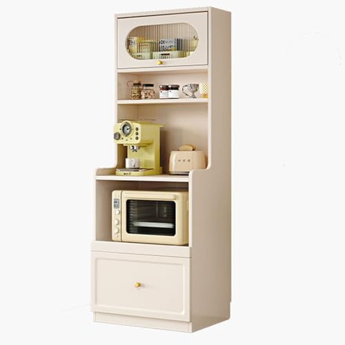 LHXLSH Mehrzweckschrank, Küchenschrank Mit Arbeitsplatte, Putzschrank Mit Sichtfenster Aus Acryl Aus Holz Mit Verstellbarer Einlegeboden, für Küche Wohnzimmer Esszimmer(70cm/27.5in)
