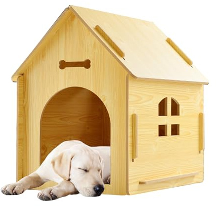 Hundehütte aus Holz, wasserdicht, abnehmbar, Katzenhäuser aus Holz mit, für kleine und große Rassen, Innenbereich, Balkon, Garten, Terrasse, Terrasse