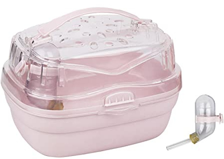 HUAJINGKEJI Jaula de viaje para hámsteres con botella de agua, caja de transporte ventilable para animales pequeños, jaula de transporte para mascotas