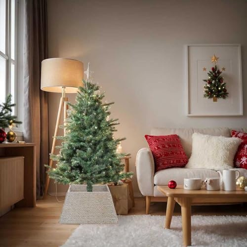 INLIFE Collier de Sapin de Noël Blanc 70 x 70 x 28 cm Jacinthe d'eau