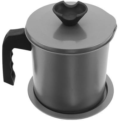 TOGEVAL Contenitore per Grasso di Pancetta 14L in Acciaio Inox con Filtro a Maglia Fine e Coperchio Brocca per Olio da Cucina Antigoccia per Conservazione e Filtraggio Olio in Cucina