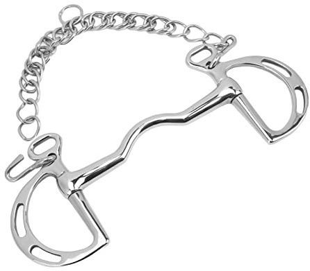 Picysa Morse de Cheval ad Anello a D, Rense de Course de Cavalli in Acciaio Inox con una catena per fresatura da 135 mm