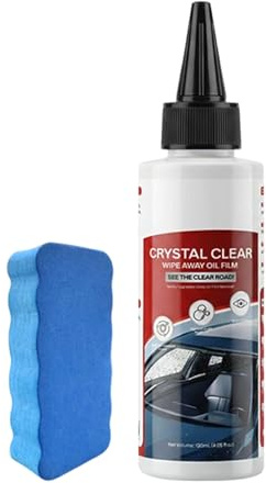 Jvjggag Rimuovitore Film Oleoso | 120 Ml Detergente Cristallina | Completo Di Spugna Per Rimozione Film Olio Dal Vetro | Per Trattamento Antipioggia Specchio Esterno