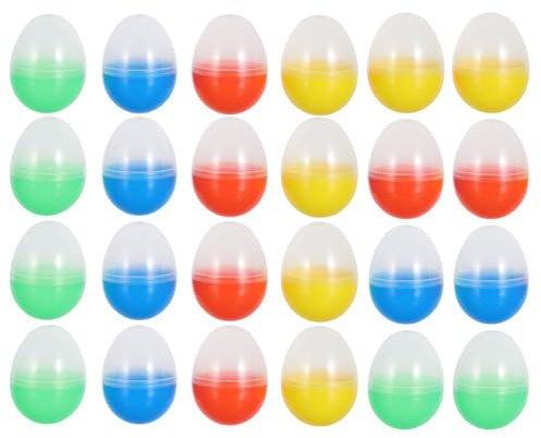 Lurrose 24 Pezzi Uova di Plastica Riempibili, Contenitori a Forma di Uovo Leggeri e Traslucidi, per Lavoretti Primaverili e Giochi di Ricerca delle Uova