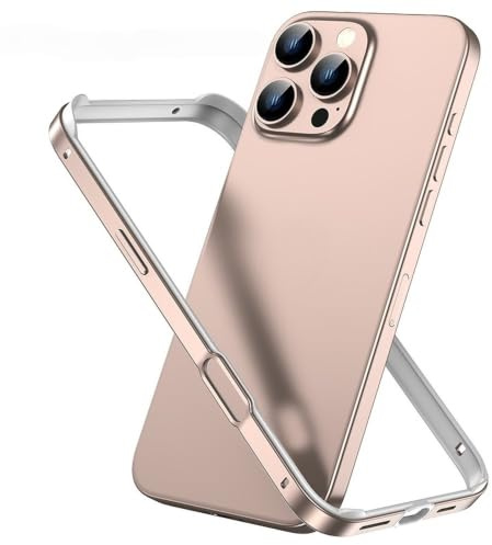 ZSUFCBF Custodia paraurti in alluminio leggero di lusso per iPhone 17 Air 13 11 14 Plus 15 16 Pro Max 12 Mini telaio in silicone accessori posteriori in metallo, rosa, per iPhone 11 pro max