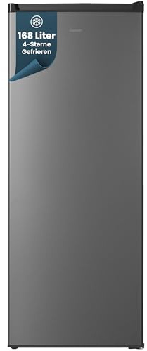 homeX FS1682E-S Gefrierschrank Tiefkühlschrank groß 168L Nutzinhalt silber