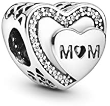 PANDORA Funkelndes Mum-Herz Charm Sterling-Silber 7 x 10,5 x 11 mm (T/H/B)