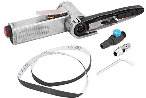 Ponceuse à bande pneumatique avec 3 courroies abrasives 10 mm Pneumatique Ponceuse à bande pneumatique Polisseuse Machine de meulage Polissage des métaux