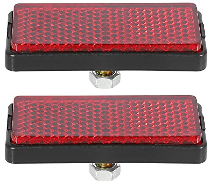 F FIERCE CYCLE Warnreflektor Rot Und Schwarz Für Motorrad Aus Kunststoff | 1 Paar, Universal, Reflektierend, Schraubmontage, M6*1.0 Gewinde, 56x25mm Größe