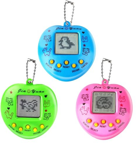 Wenosda 3 Stück Virtuelles Cyber-Haustierspielzeug ，Digitale Haustier-Spielekonsole ，Handheld Mini-Taschenspielzeug mit Schlüsselanhänger (Zufällige Farbe, Herzform)