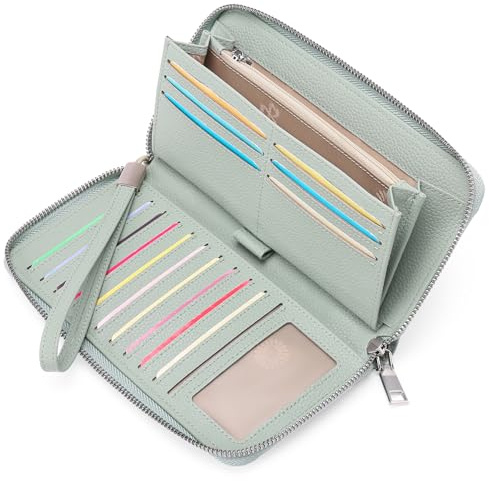 GAEKEAO Damen Geldbörse, große Kapazität Leder Damen Geldbörsen Reißverschluss Kupplung mit RFID-Blockierung und Mehreren
