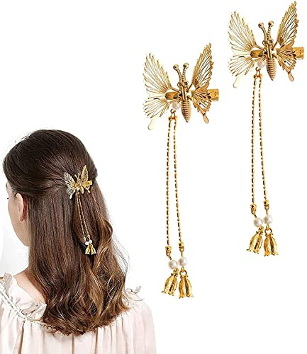 Quaste Schmetterling Haarnadel, Antik Seitenclip Schmetterling Haarnadel Glänzende Quaste Schmetterling Haarnadel Elegante bewegliche fliegende Haarspangen (#3)