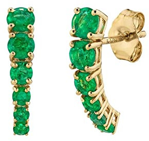 Favs Ohrstecker Silber, Ohringe Frauen mit 6 Zirkonia Gold Grün Vintage Schmuck Damen