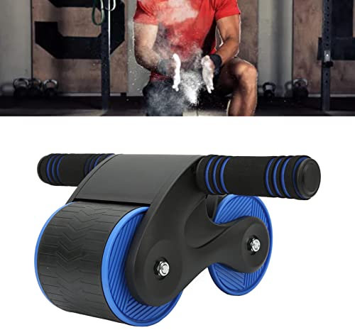 Ejoyous Bauchroller, Doppeltes rundes Aabdominalrad Bauchmuskel-Roller zum Training der Bauch-, Arm-, Schulter- und Rückenmuskulatur mit Rutschfester und Schutzpolster (Schwarz Blau)