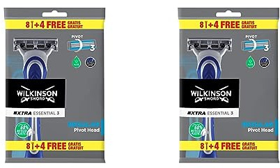 Wilkinson Sword - Einweg-Rasierer Extra 3 Essentials - Rasierer mit 3 Klingen fxfcr Herren - Packung mit 8 Rasierern + 4 gratis (Packung mit 2)
