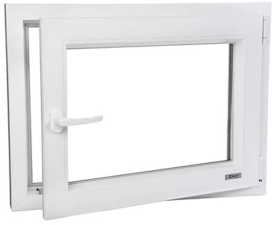 Premium Fenster auf Veko Neo Energeto Profile - Kunststofffenster Anthrazit BxH 600x1200 mm - Garagenfenster/Gartenhausfenster/Kellerfenster 60x120 cm 2-fach Verglast - Din Rechts - Funktion Dreh Kipp