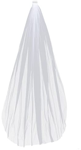 Abaodam Eleganter Einlagiger Brautschleier Hochzeitsschleier Mit Kamm Bodenlang Reinweiß 30 Cm Für Damen